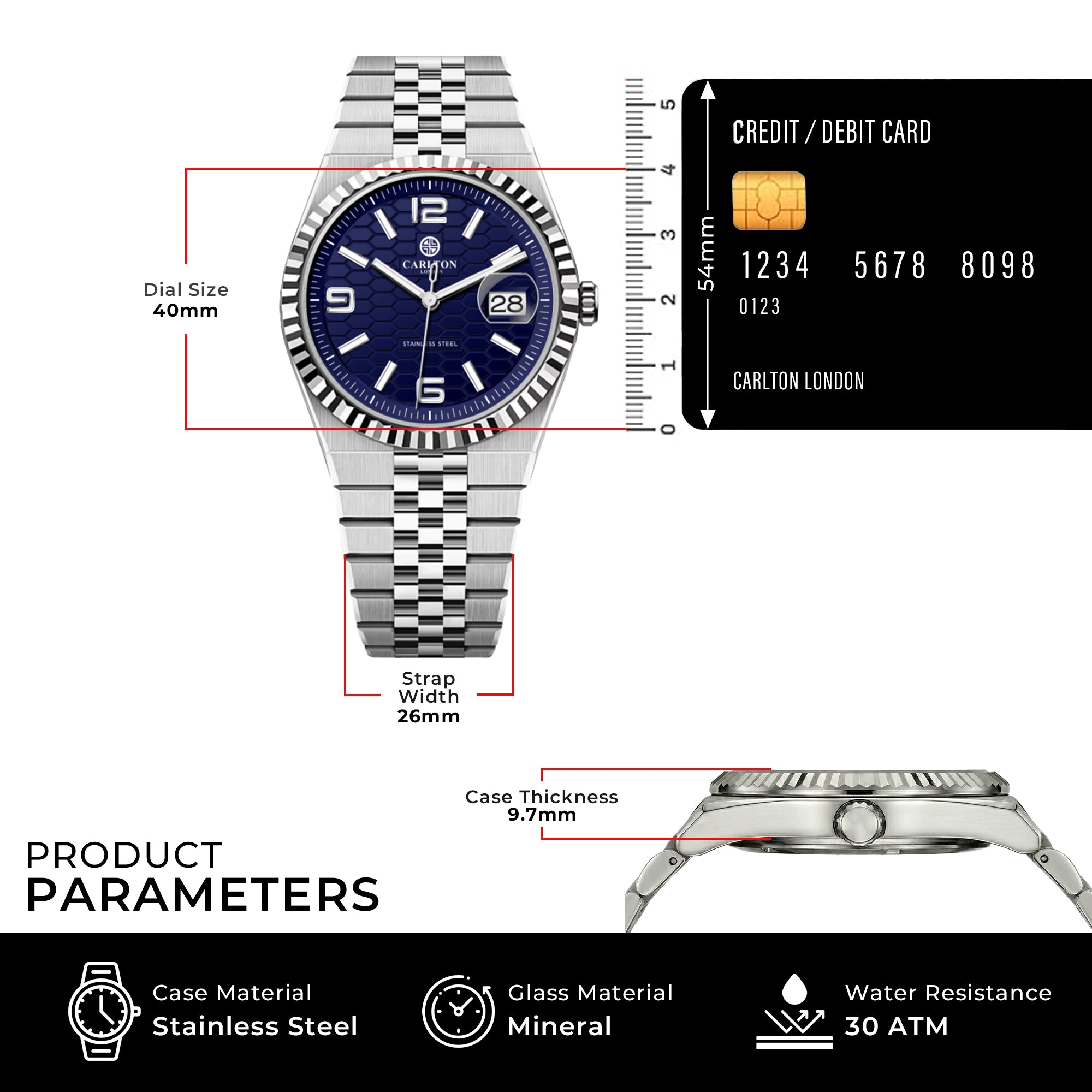 Carlton London Men Rover Blue/ Silver Analog Watch CL-ROVER-BLU