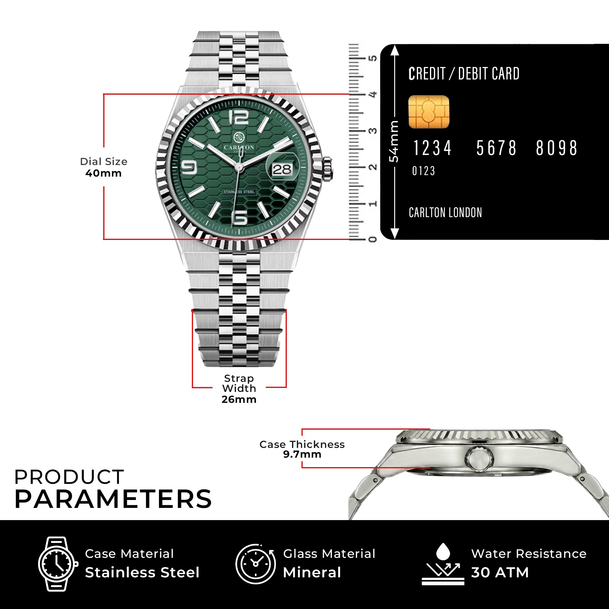 Carlton London Men Rover Green/Silver Analog Watch CL-ROVER-GRN