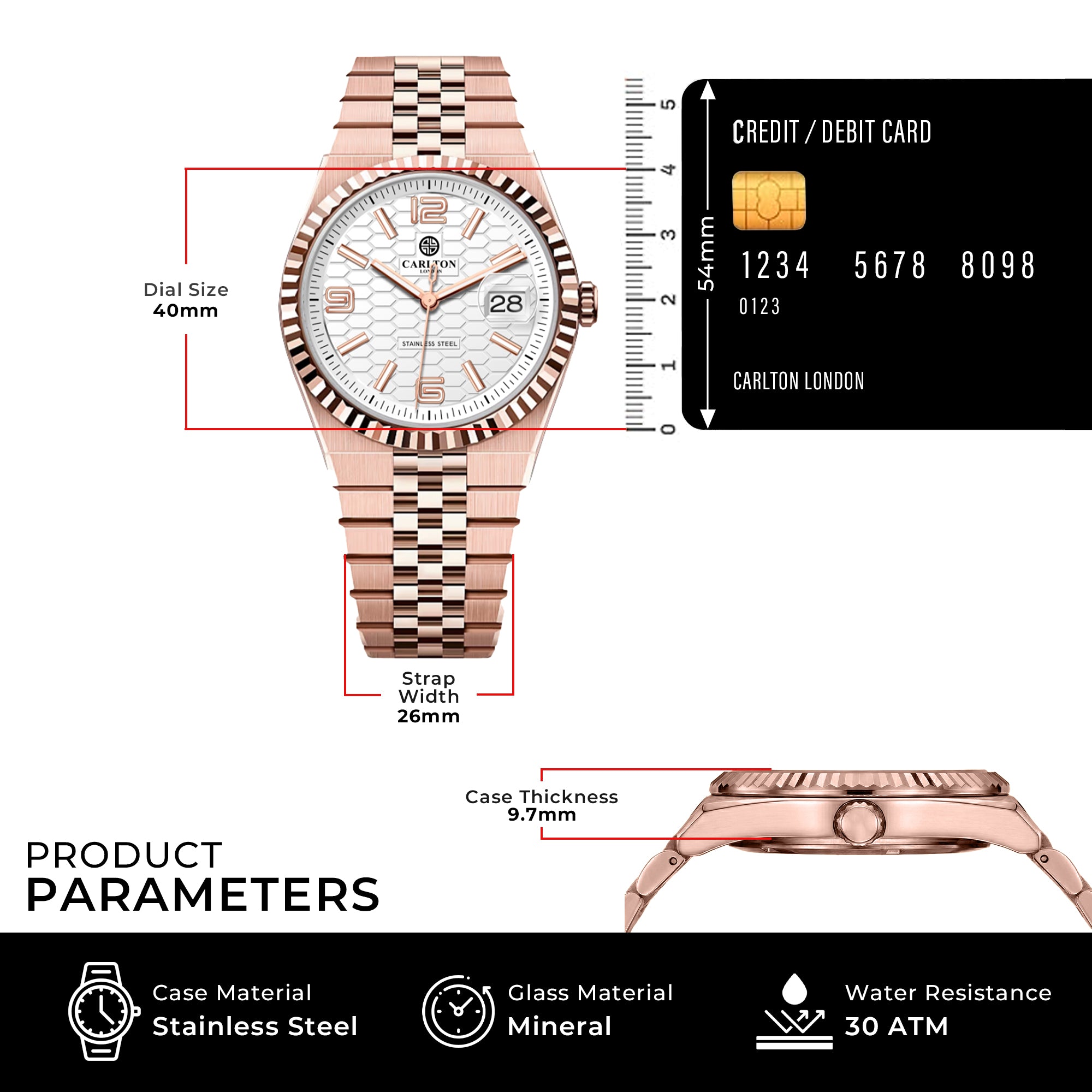 Carlton London Men Rover White/Rose Gold Analog Watch CL-ROVER-RGWHT