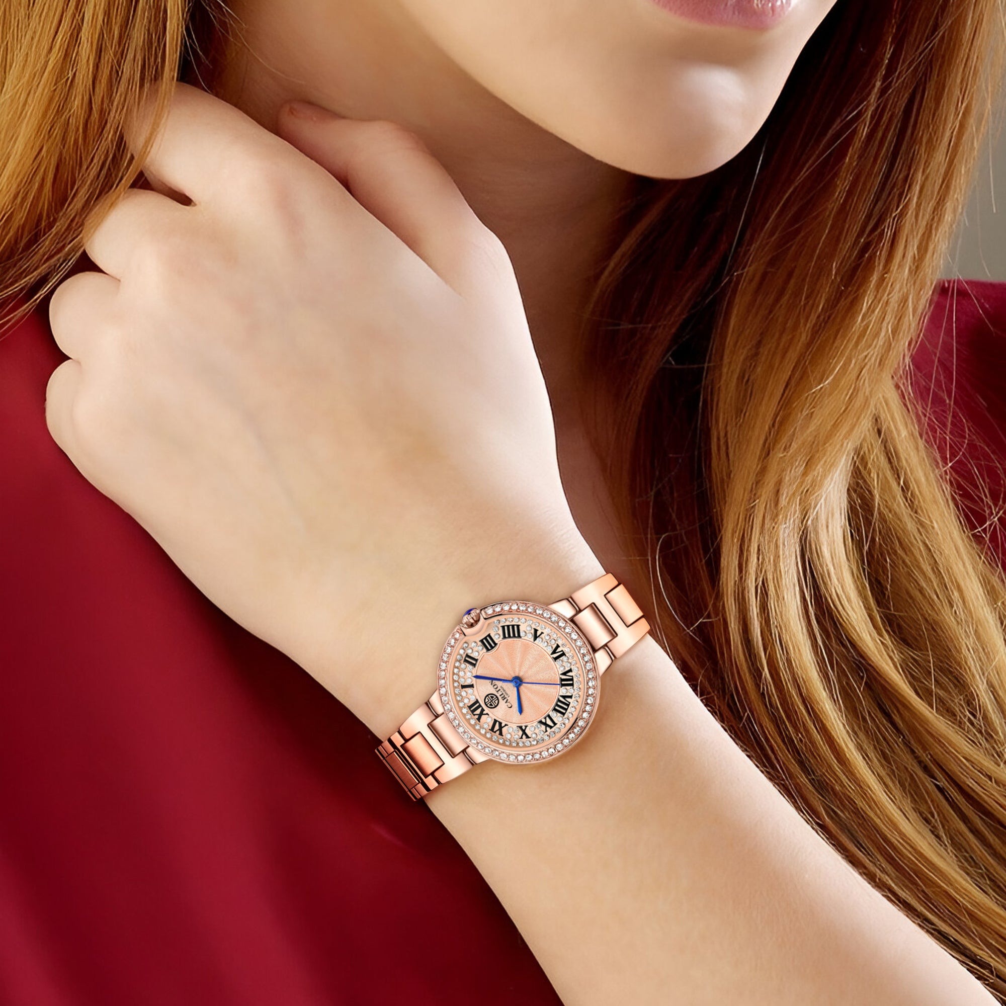 Charlotte : Rose Gold Stainless Steel Women Analog Watch