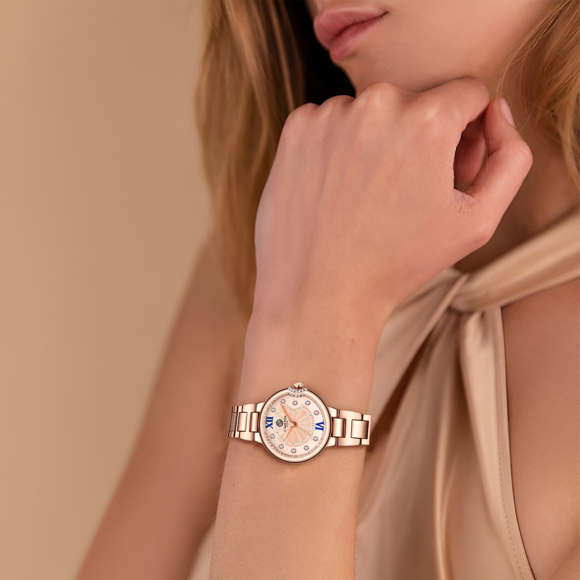 Charlotte : Rose Gold Stainless Steel Women Analog Watch