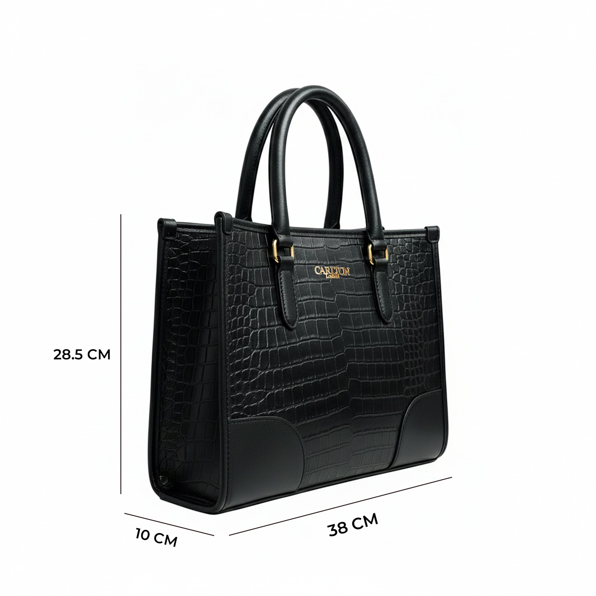 Carlton London Black Croc Textured Structured Bag - CLLP-817 Black
