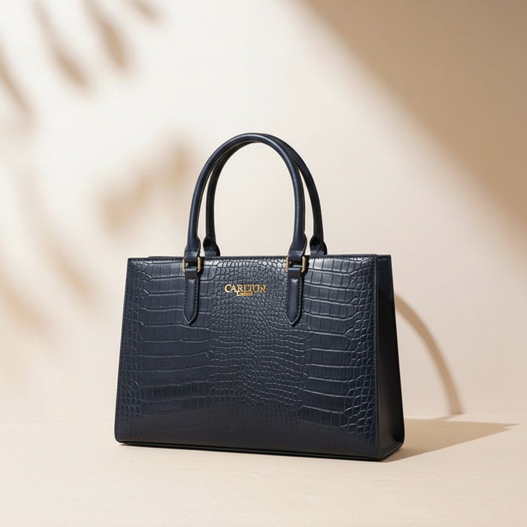 Carlton London Navy Croc Textured Structured Bag - CLLP-817 Navy