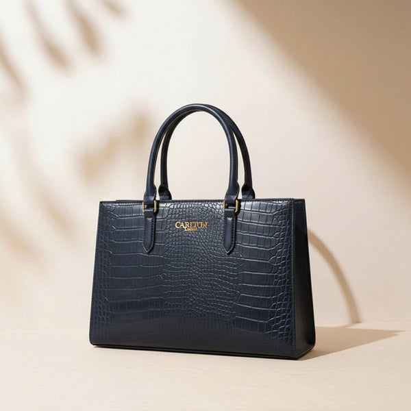 Carlton London Navy Croc Textured Structured Bag - CLLP-817 Navy