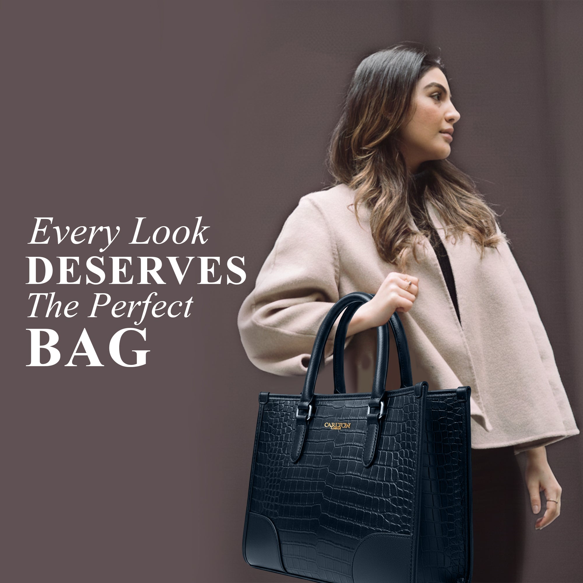 Carlton London Navy Croc Textured Structured Bag - CLLP-817 Navy