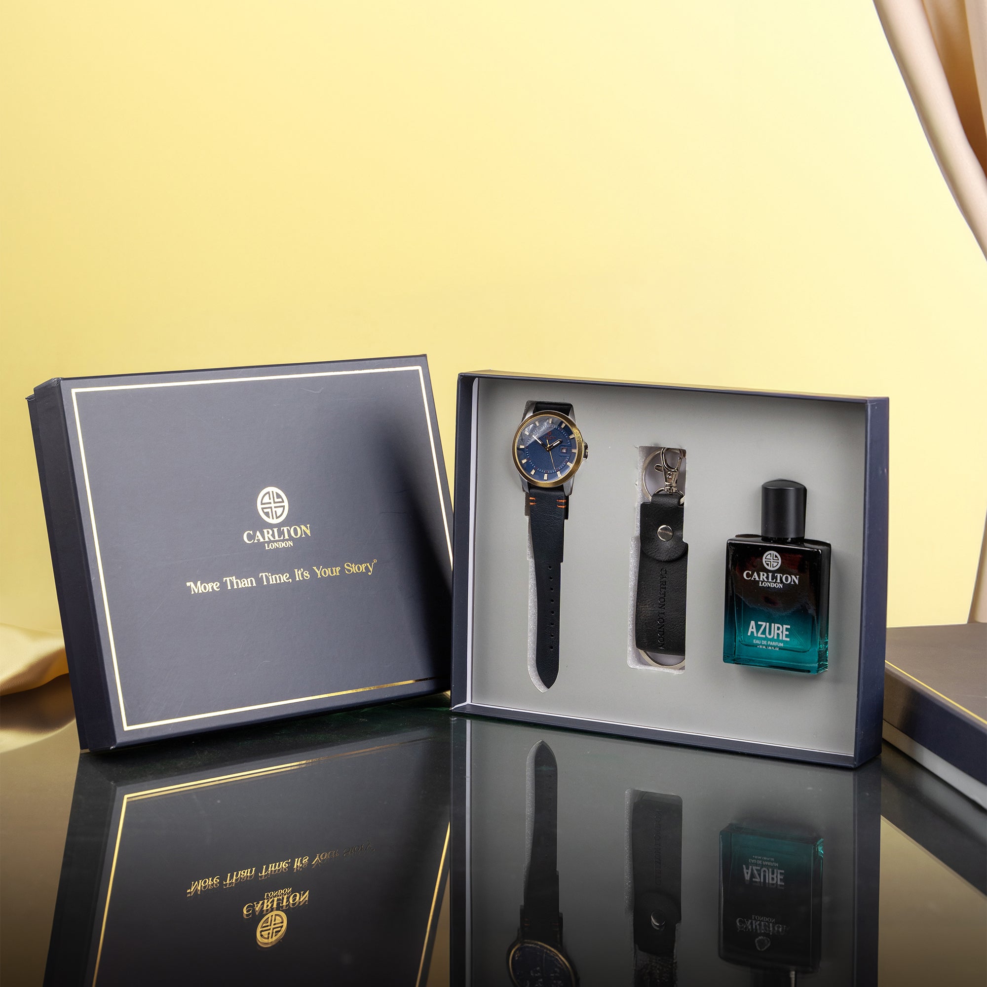 Men Gift Set of 3 Azure Perfume + Watch + Key Chain