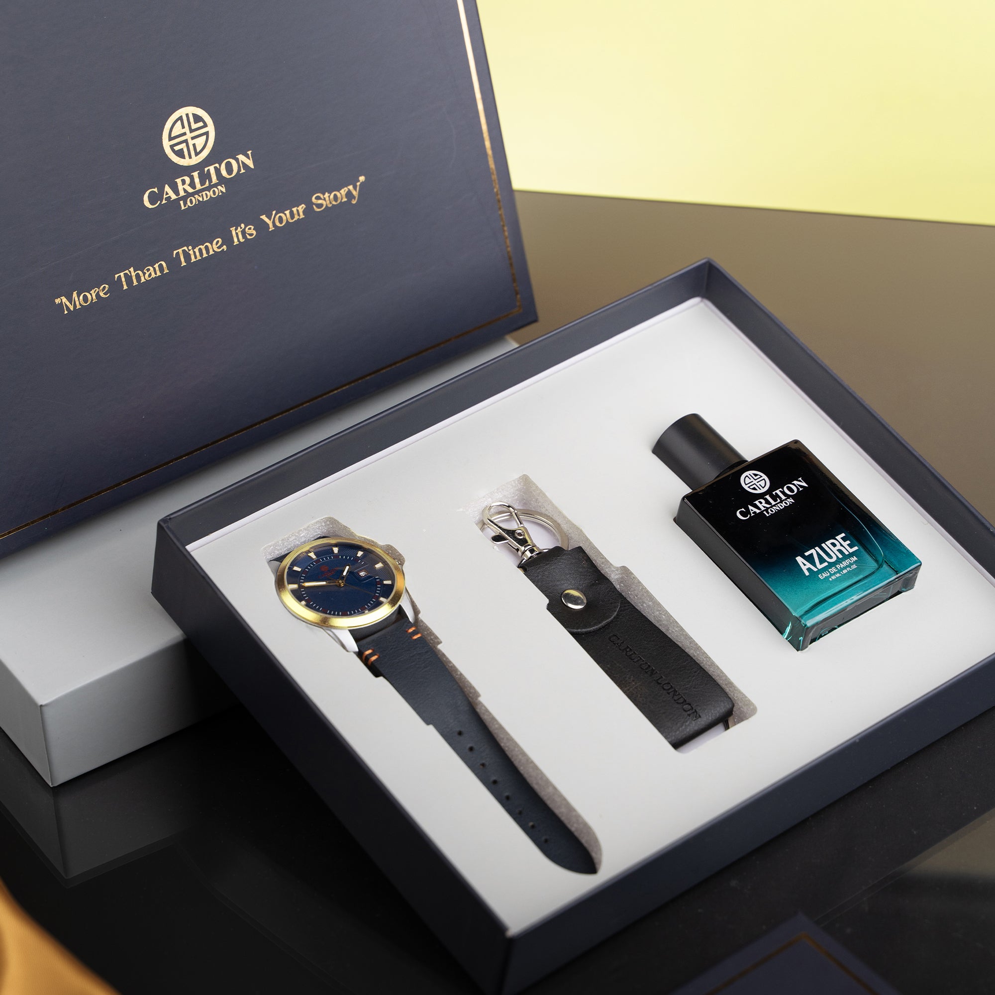 Men Gift Set of 3 Azure Perfume + Watch + Key Chain