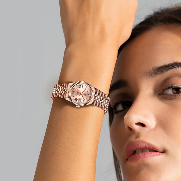 Harper: Mini Rose Gold Stainless Steel Women Analog Watch