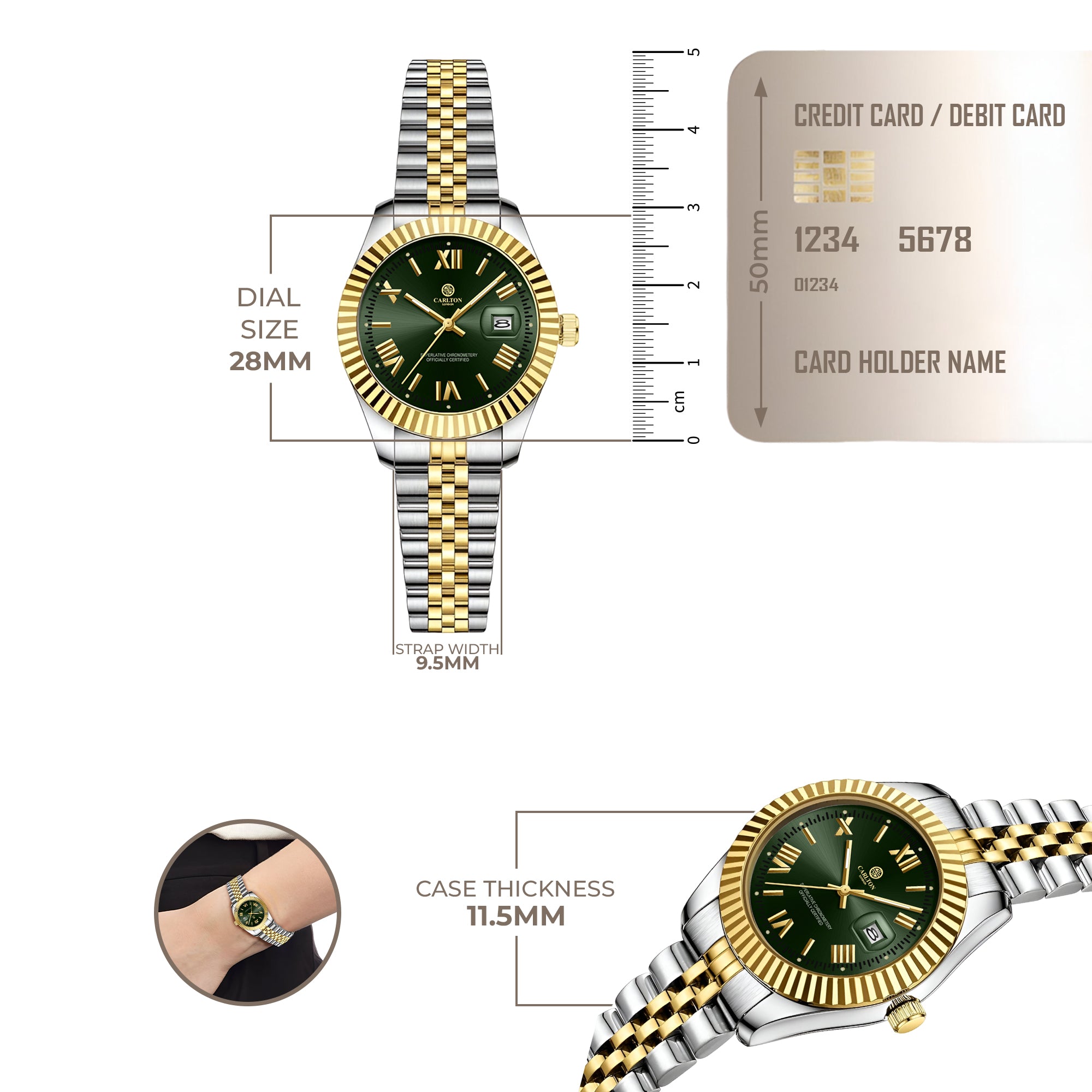 Harper: Mini Green Stainless Steel Women Analog Watch