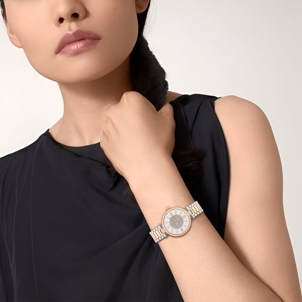 Women Gift Set Of 4 Silver Dial Watch + 3  Bracelets
