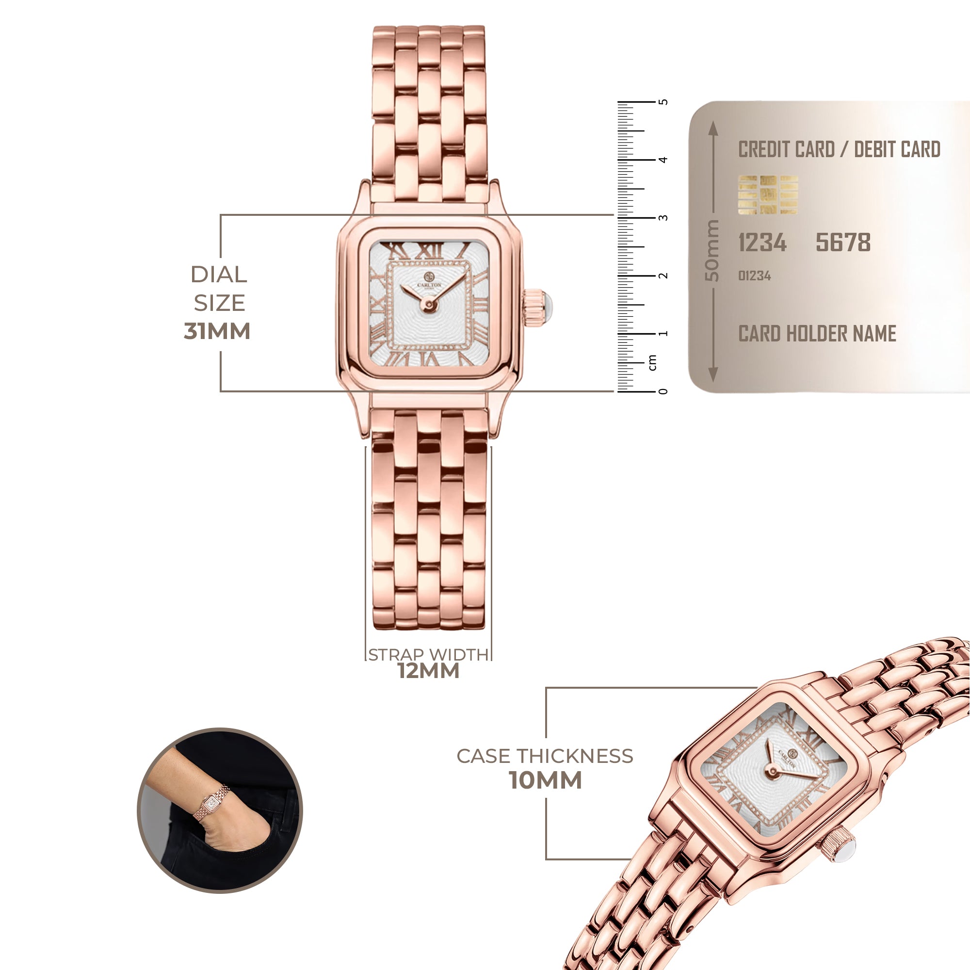 Chloe Mini White / Rose Gold Women Analog Watch + Bracelet - CLWWS-04