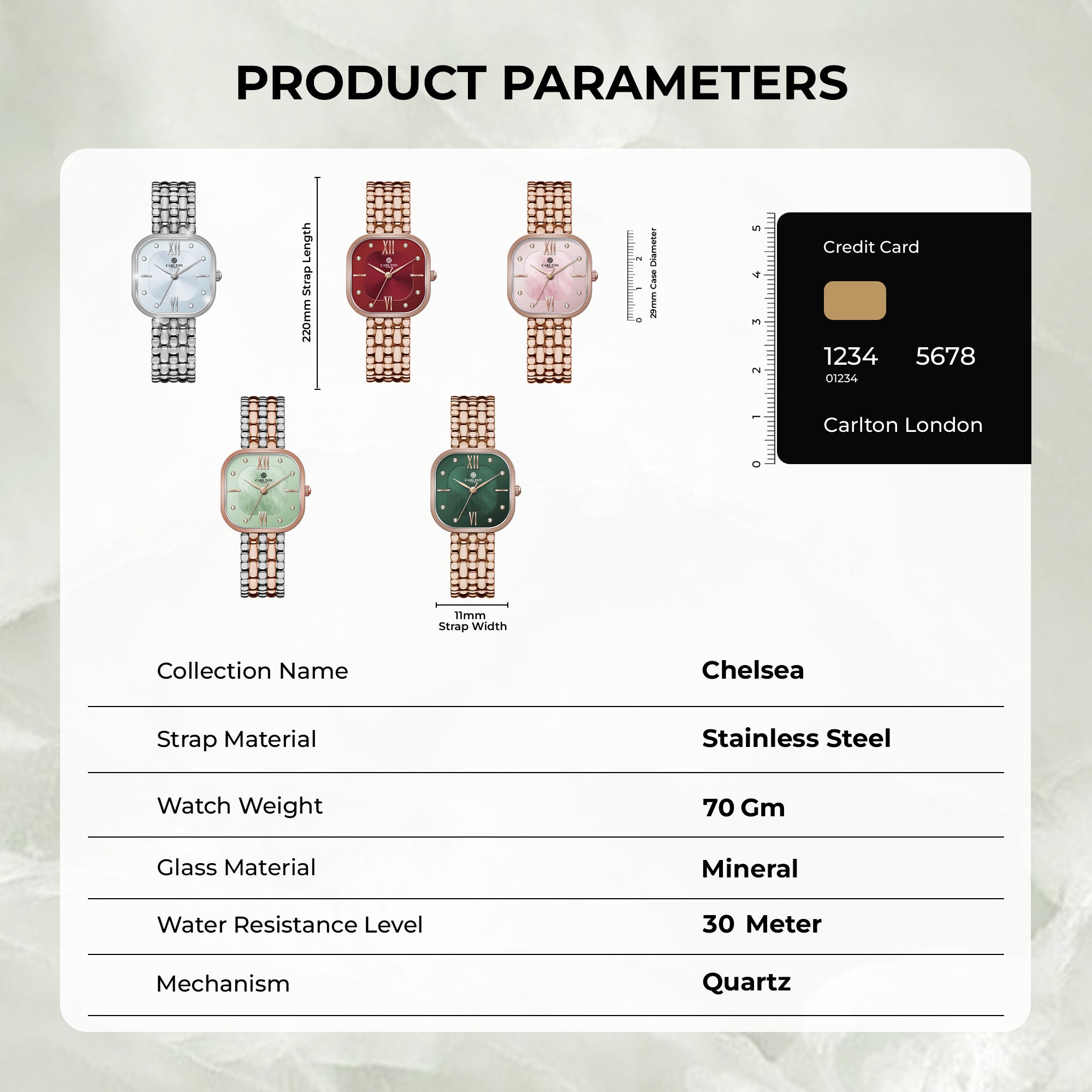 Chelsea: Women Rose Gold/Green Analog Watch