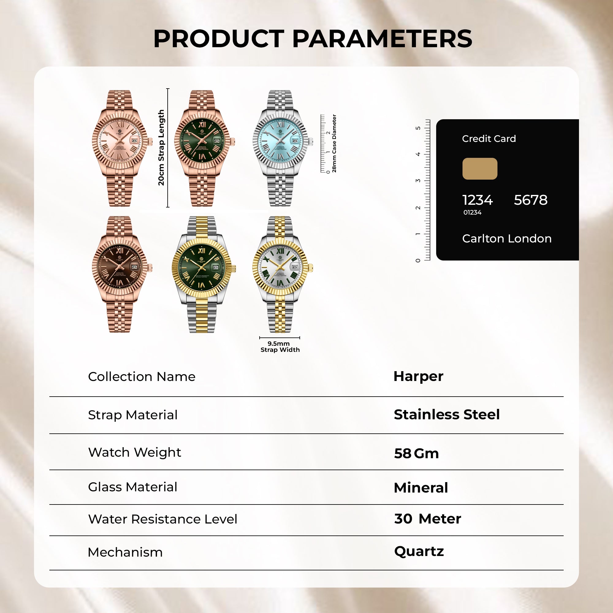 Harper: Mini Green Stainless Steel Women Analog Watch - CLRLW-006