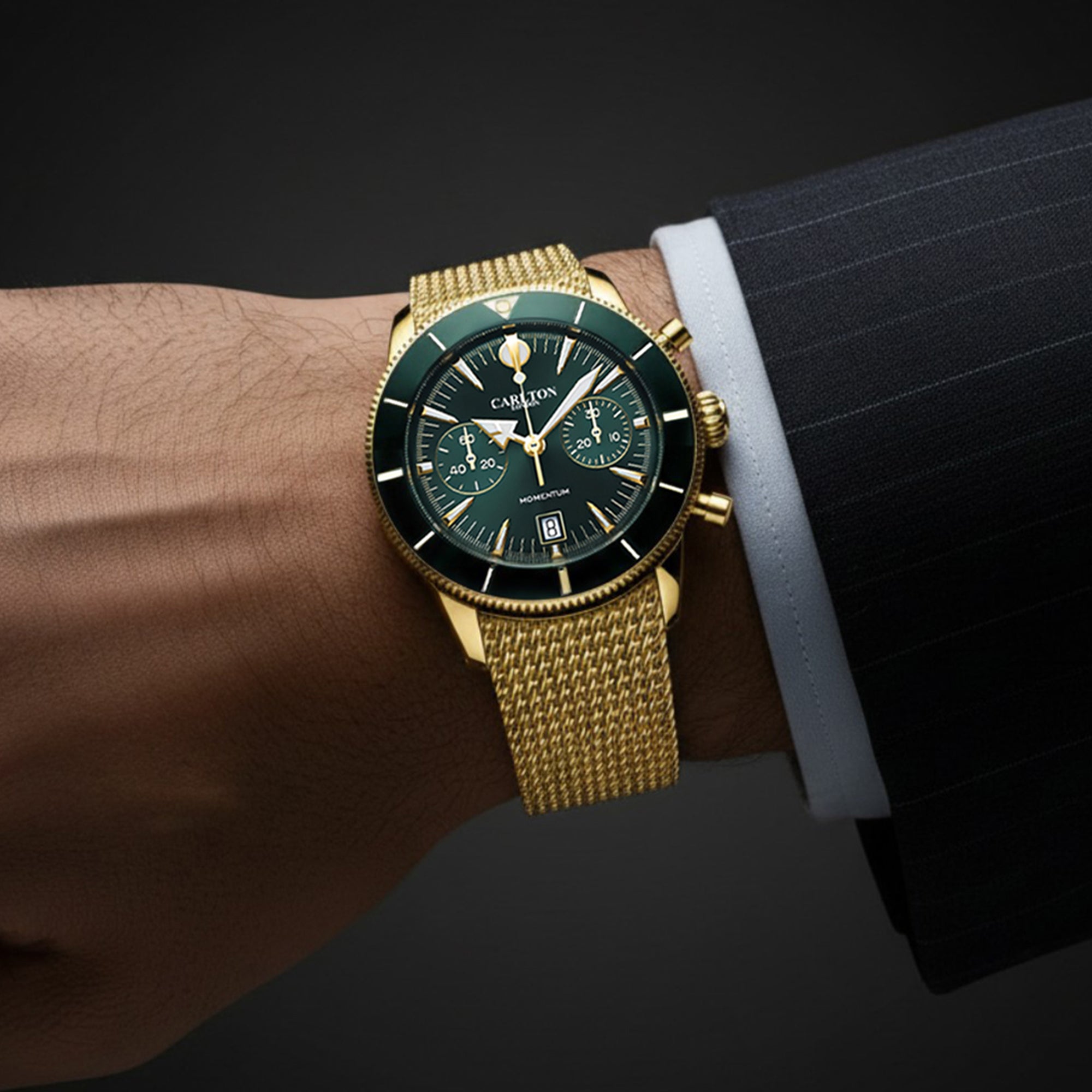 Carlton London Men Momentum Green Dial Analog Watch CL-MT-GGRN