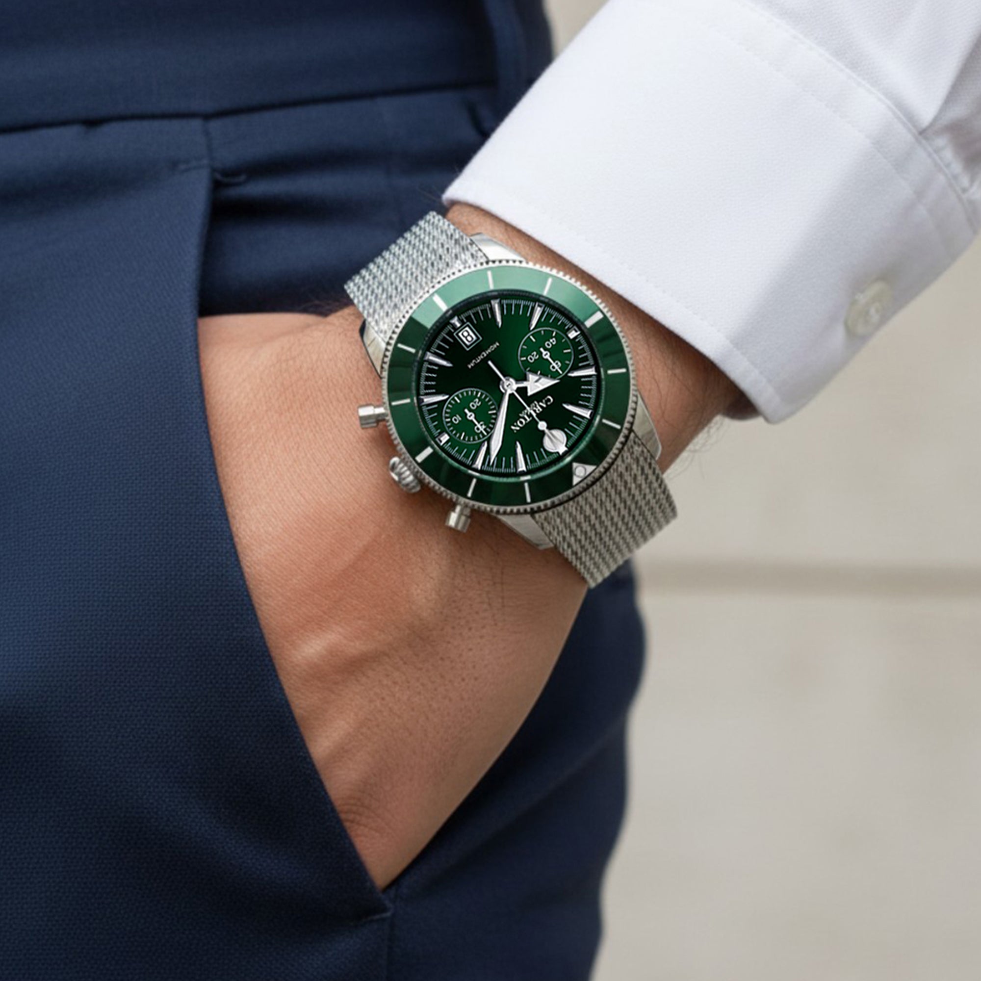 Carlton London Men Momentum Green Dial Analog Watch CL-MT-SGRN