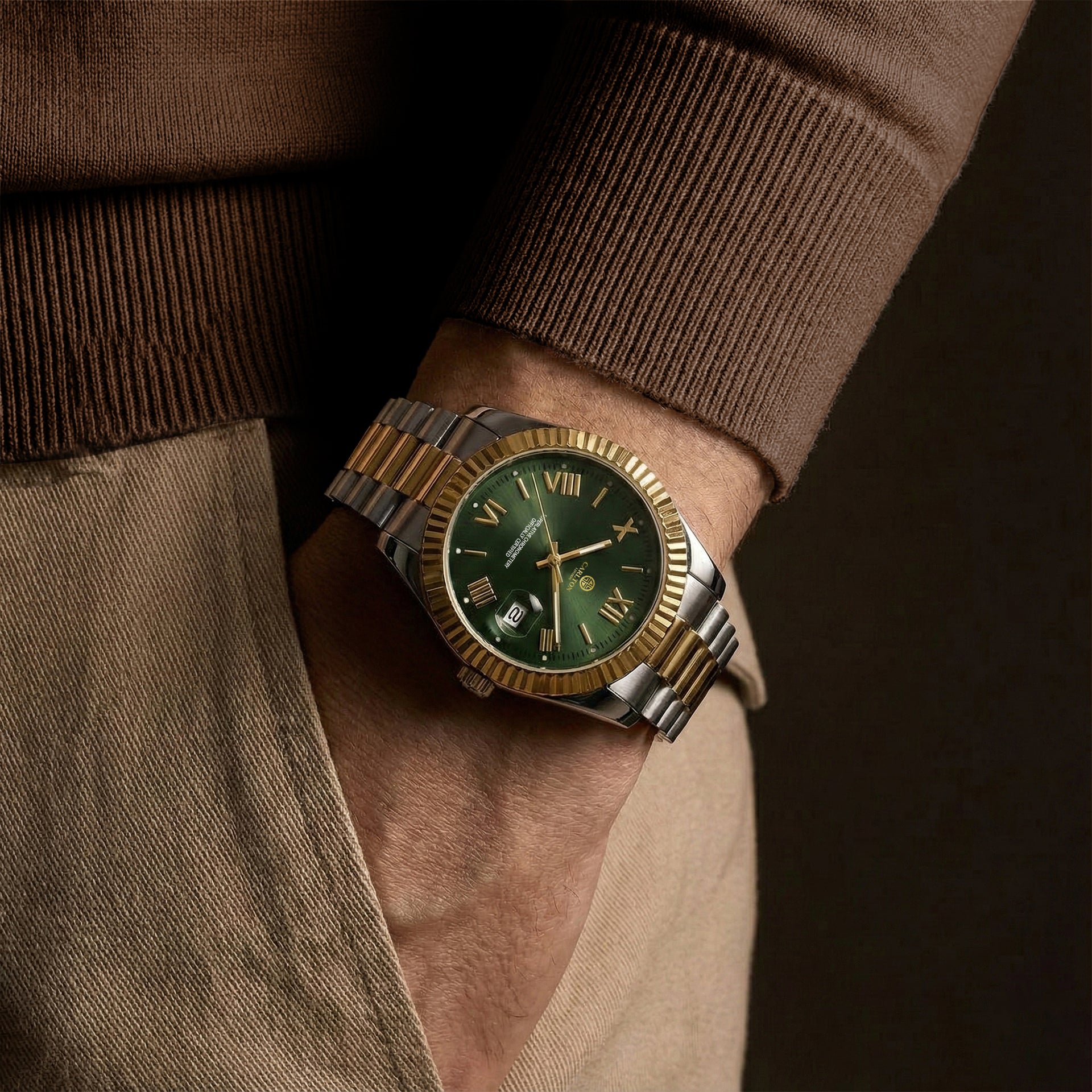 Charles Men Green Stainless Steel Analog Watch CLRLM-001