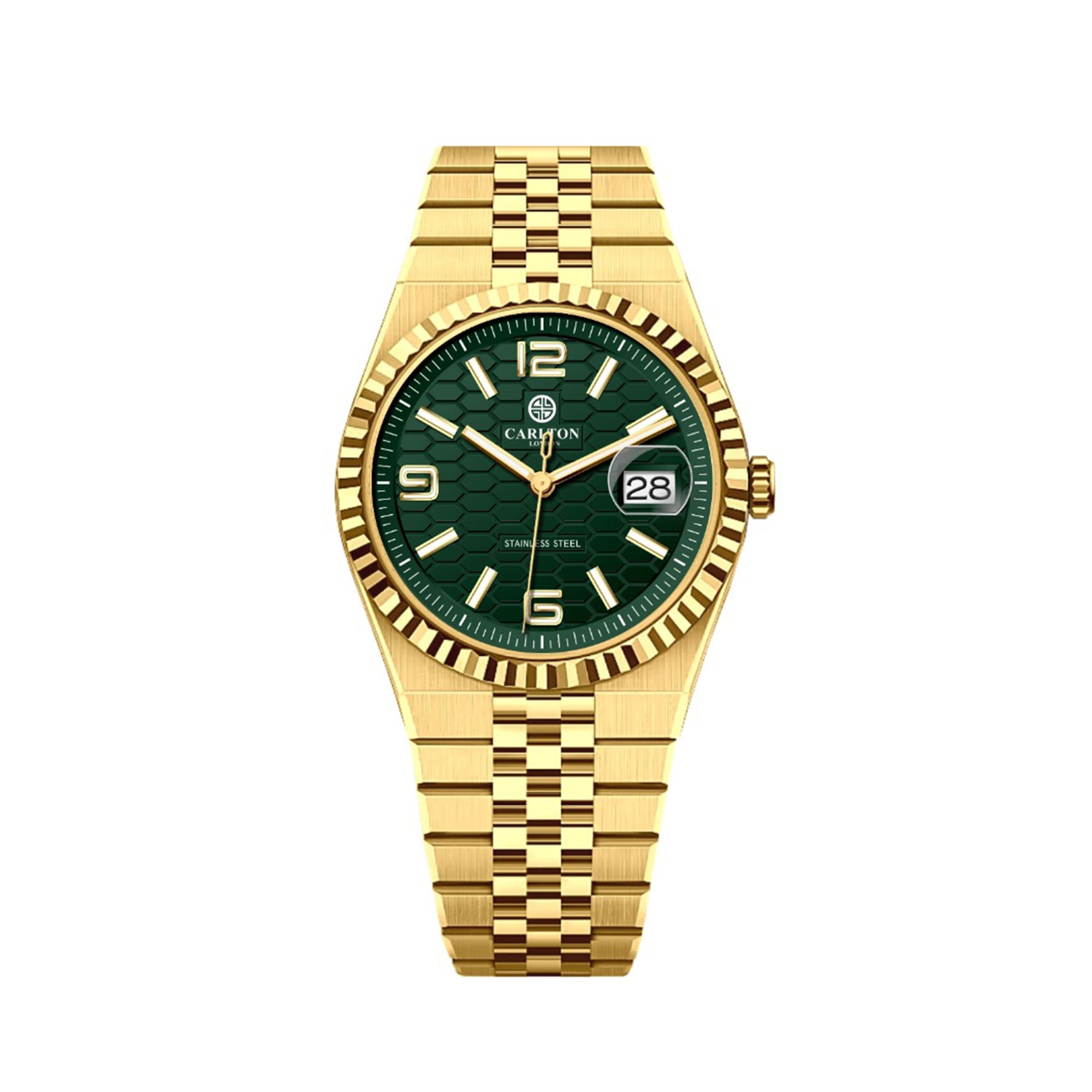 Carlton London Men Rover Green/Gold Analog Watch CL-ROVER-GOLD
