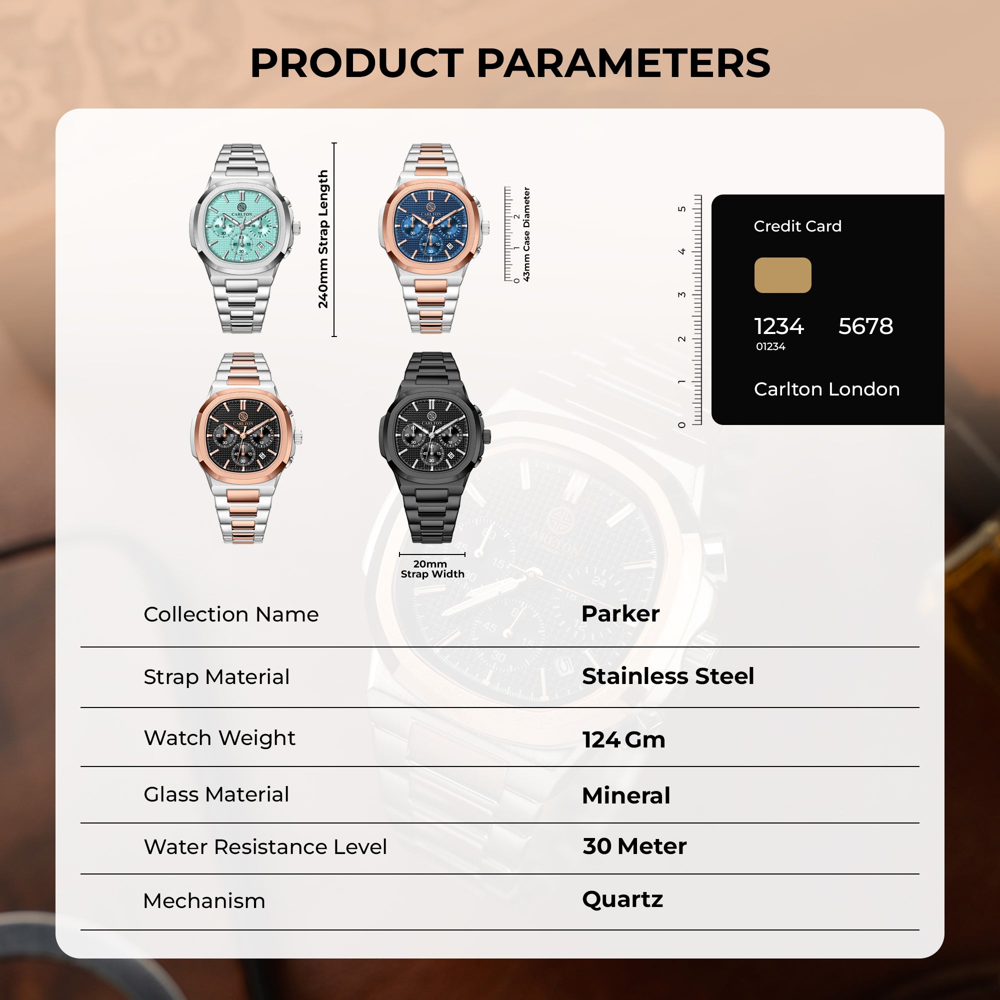 Parker: Men's All-Black Analog Watch