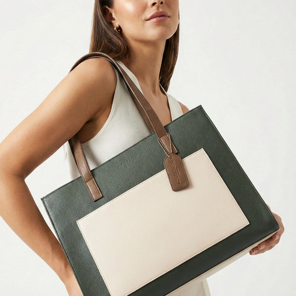 Carlton London Selene Structured Green Tote Bag - CLHB-11