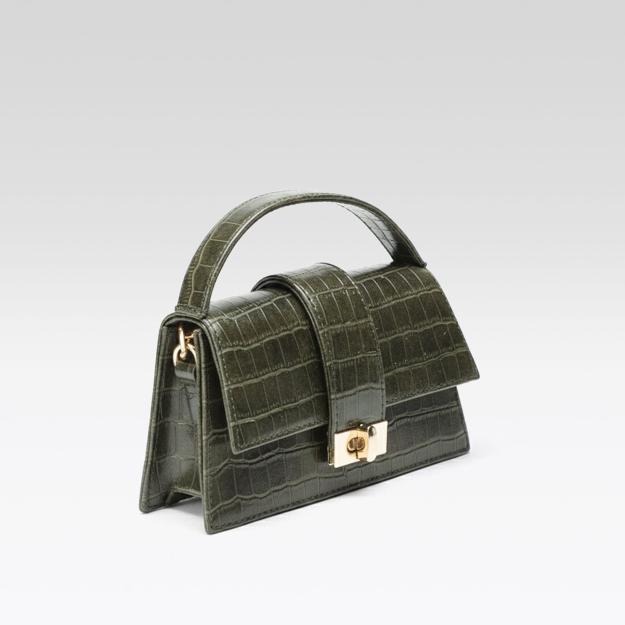 Carlton London Croc Textured Olive Green Sling Bag - CLHB-03