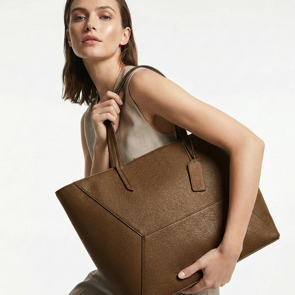 Carlton London Isabella Brown Textured Tote Bag - CLHB-07