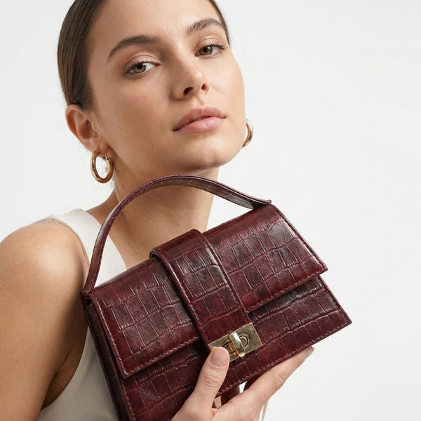 Carlton London Croc Textured Cherry Sling Bag - CLHB-05