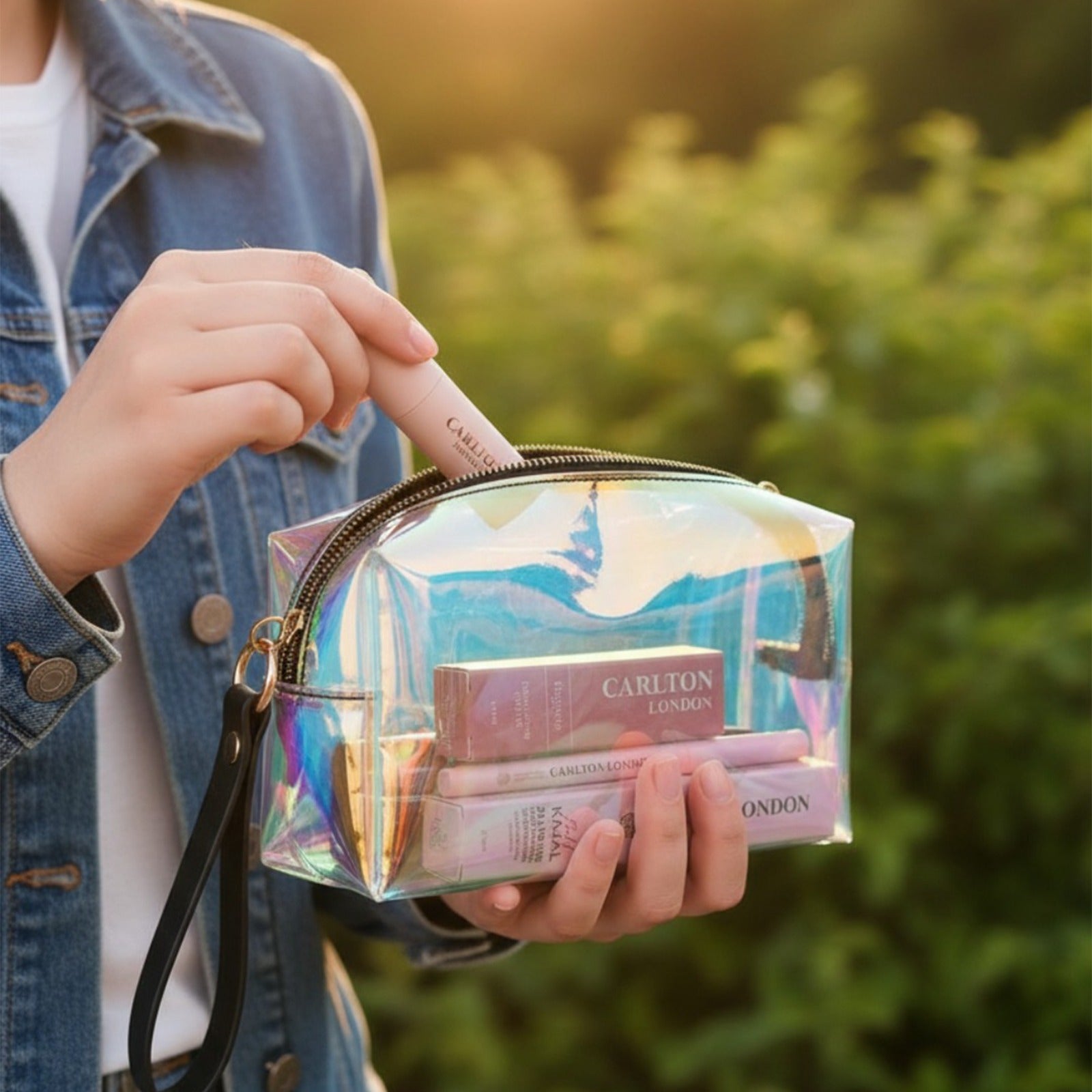 Carlton London Transparent Holographic Makeup Pouch for Women