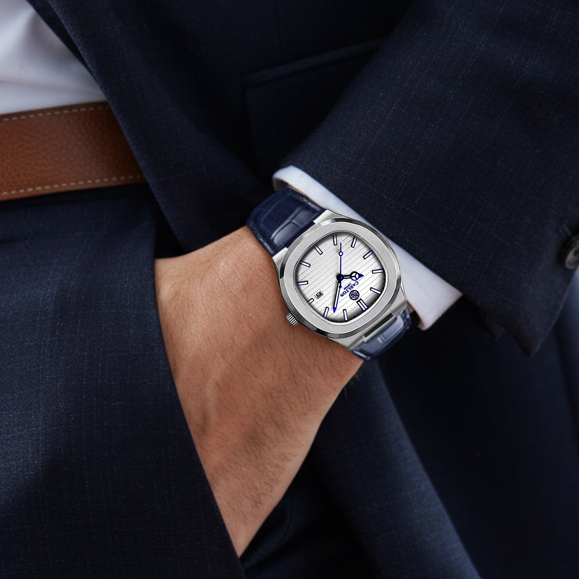 Carlton London Men Jordan White/Blue Analog Watch - CLJOR-005