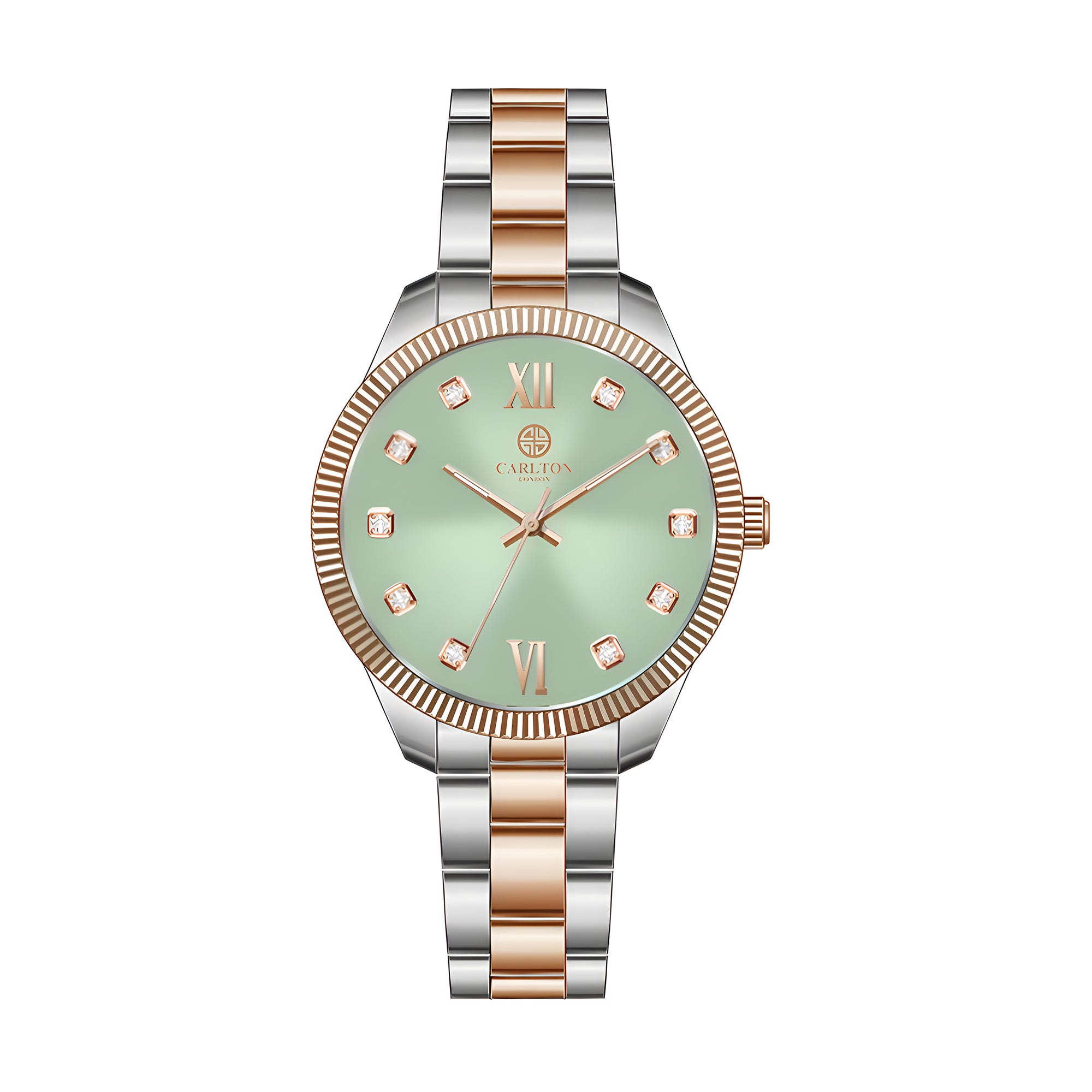 Women Gold/Green Stainless Steel Analog Watch