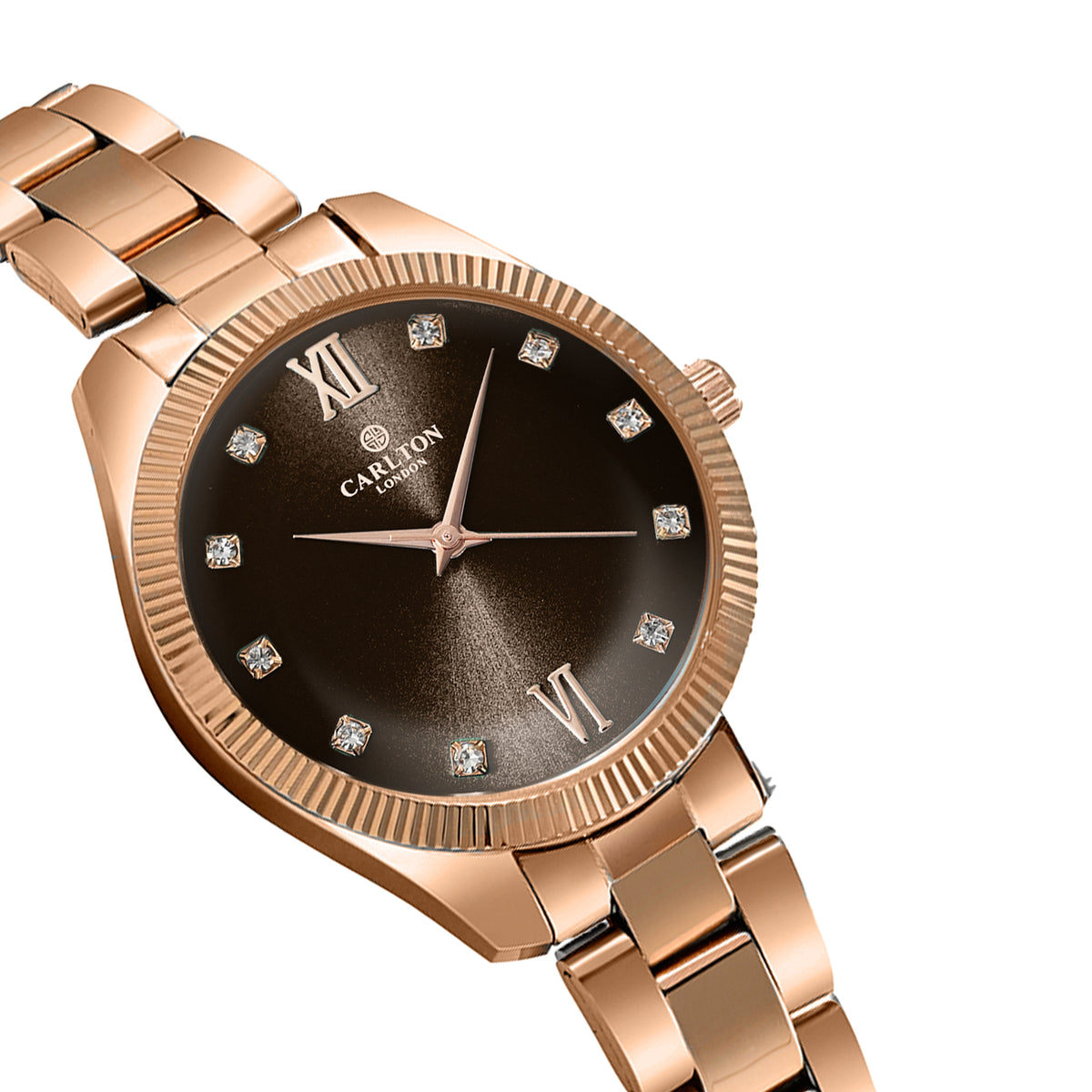 Carlton London Harper Vintage Women’s Watch, Black Round Dial, Silver-Toned Stainless Steel Strap - CLBRTBLK
